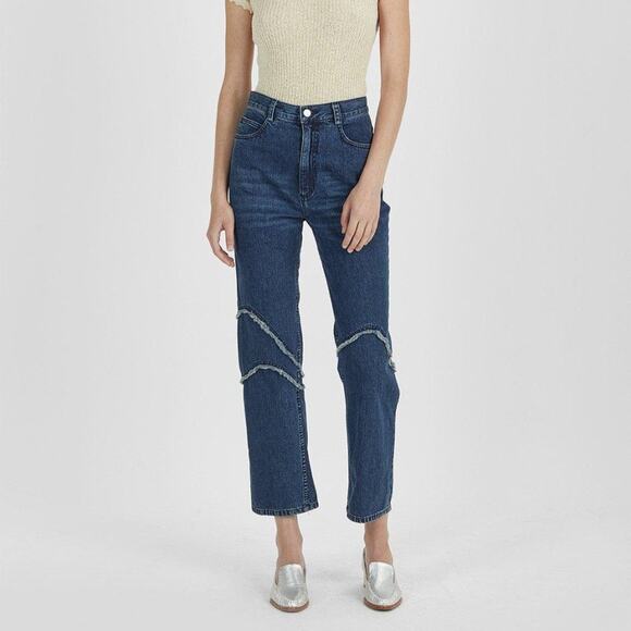 Rachel Comey Denim Ticklers High Waisted Straight Leg Jeans in Blue - Picture 2 of 9